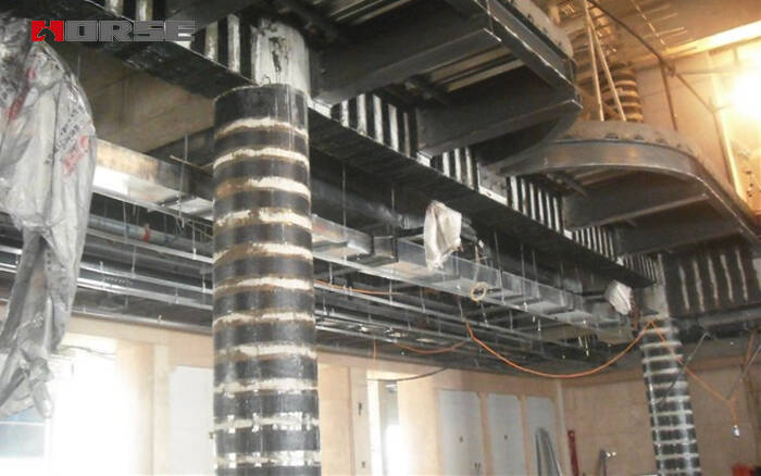 Strengthening columns with carbon fiber fabric Strengthening columns with carbon fiber fabric