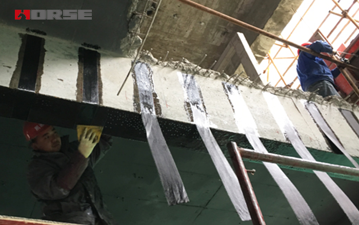Carbon fiber wrap concrete beam Carbon fiber wrap concrete beam