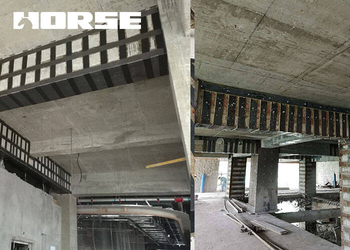 Bonded steel method and carbon fiber strengthening concrete beam Bonded steel method and carbon fiber strengthening concrete beam